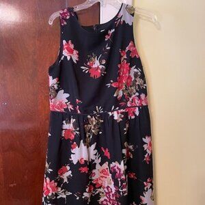 Women's size 12 Loft black dress with red and white flowers